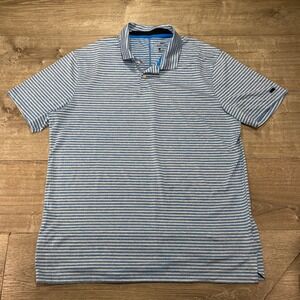 Nike Dri Fit Golf Polo Shirt Men Large Blue White Stripe Tiger Woods
